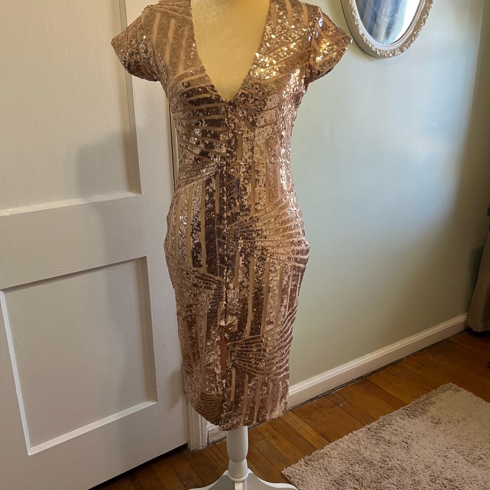 Elegant Sequin V-Neck Dress
